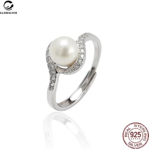 New accessories Original design Natural pearl ring Female S925 sterling silver Adjustable silver ring Girls gifts for boy 036