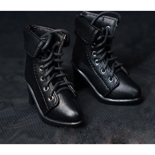 New Style 1/3 1/4 Black Heels Boots Leather Shoes For SD BJD Doll Accessories