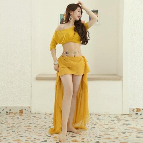 Belly Dance Clothes New Spring and Summer Sexy Exercise Clothes Were ThinTemale Big Skirts Oriental Dance Hip Towel Costumes