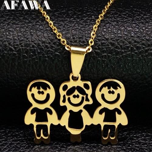 2021 Stainless Steel MOM Boys Girls Necklace Women Family Gold Color Mothers Day Necklace Jewelry colgantes mujer moda N374S01