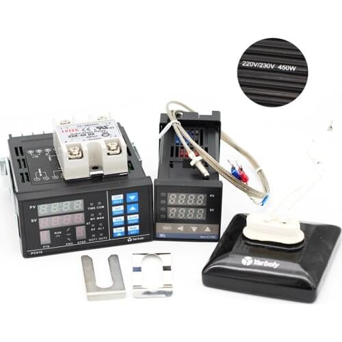 PC410 PID Temperature Controller Panel+REX-C100 + Max.40A SSR + K Thermocouple Probe + Ceramic Heat Plate For BGA Rework Station