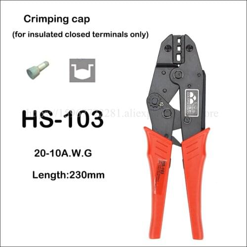 Plier tool HS-103 AWG20-10 length 230mm 1(0.5-1.75),2(1-3),5(2.5-6)mm2 crimping cap (for insulated closed terminals only)