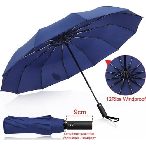Strong Wind Resistant 3Folding Automatic Umbrella Men Parasol Women Rain 12Ribs Large Umbrellas Business Gift Portable Paraguas