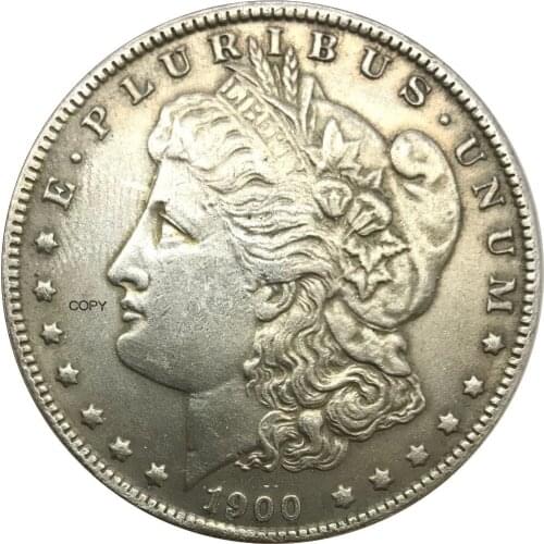 Untied States of America 1 One Dollar Morgan Dollar 1900 Cupronickel Plated Silver Copy Coins