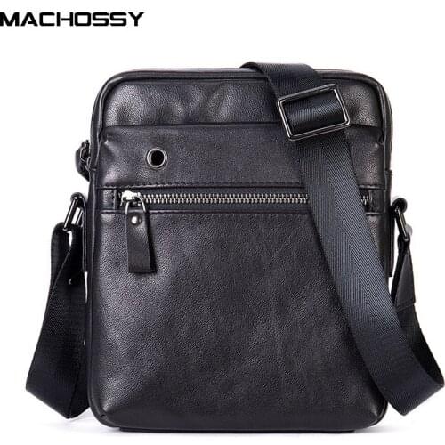 MACHOSSY Mens bag Soft Genuine Leather Crossbody Messenger Bags Natural Skin Men shoulder bag flap zippers Casual bag