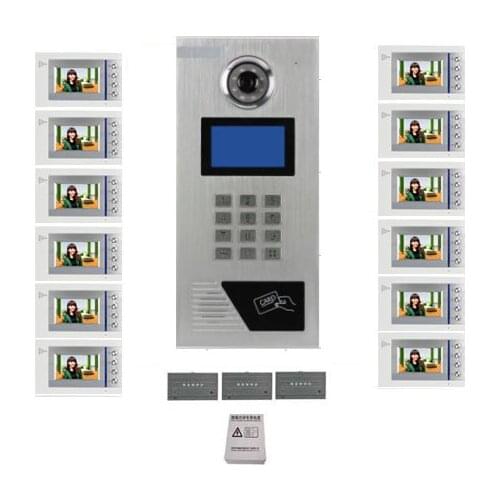 XinSILu Building Home security Video Intercom System 4.3" LCD Video Door Phone IR Home Video Doorbell For 12-Apartments 1 Doors