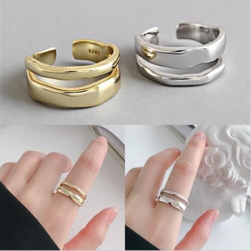 Vintage Elegant Gold Silver Color Rings for Women Couple Trendy Irregular Geometric Handmade Jewelry Valentines day Gifts