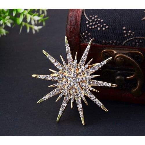 New Fashion Luxury Elegant Cute Sunflower Brooches Silver Gold Color Rhinestone Alloy Brooch Lady Party Pins Birthday Gifts
