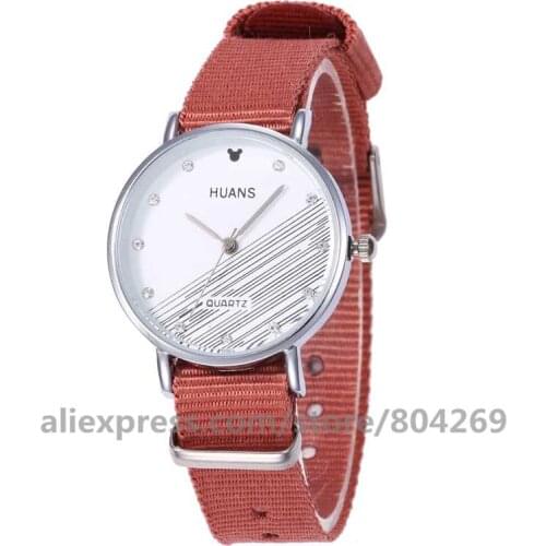 Wholesale Womens Bracelet Dress Watch Hot Fashion Silver Case Quartz Watch Hot Sale Women Nylon Wristwatch