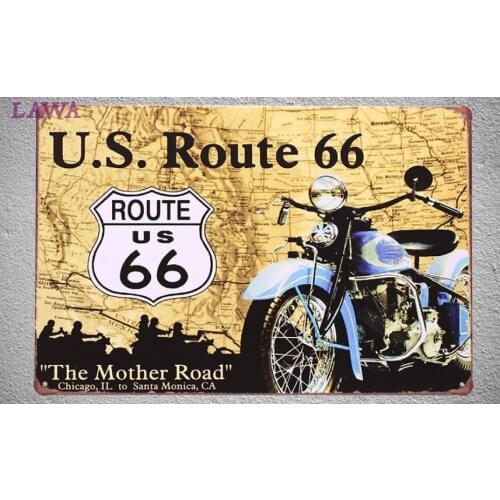Route 66 US motorcycle Rider bike Tin Plate Sign wall plaques man cave home garage Decoration Art Vintage Poster metal