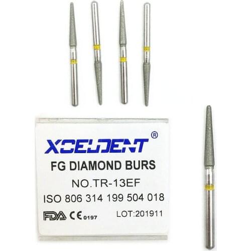 10Pcs Dental Diamond Burs Drill FG 1.6M for Teeth Porcelain Ceramics Composite Polishing High Speed Handpiece TR-13EF