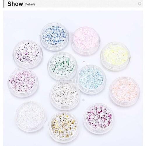 12Pot Nail Art Decoration 3D Glitter Snow Powder Kit Manicure For Acrylic UV Gel