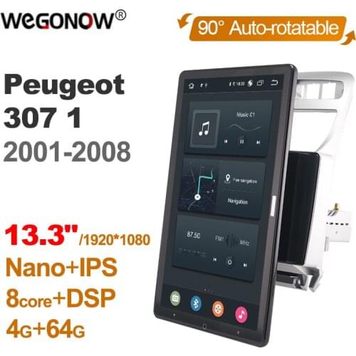 1920*1080 Ownice Android 10.0 for Peugeot 307 1 2001 - 2008 Car Radio Auto Multimedia Video Audio head Unit 13.3" IPS Rotatable