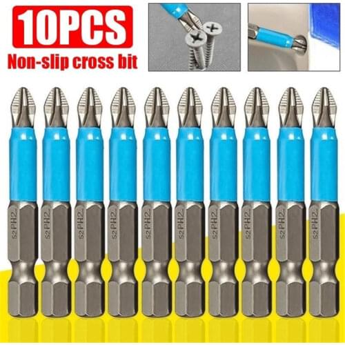 2/5/10Pcs 50mm PH2 Cross bit drill Head Screwdriver Bits Hand Tools Anti Slip Electric Hex Shank Magnetic Screwdriver Drill Bit