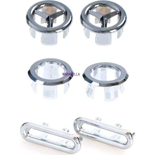 2pcs Bathroom Basin Sink Overflow Ring Six-foot Round Insert Chrome Hole Cover Cap