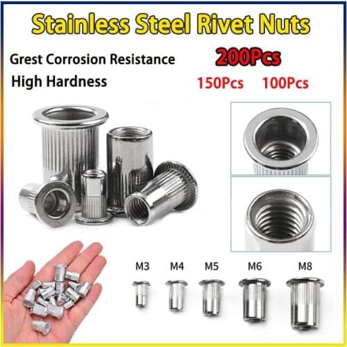 200pcs/150pcs/100pcs stainless steel rivet nut suite Rivet nut inserts rivet nut M3 M4 M5 M6 M8 nut