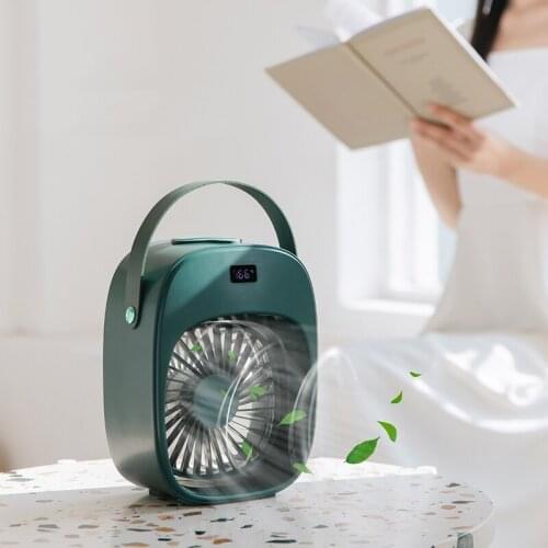 2021 New Portable Water Mist Fan DC5V Built-in Battery Summer Water Cooling Fan Warm Night Light Desktop Fan