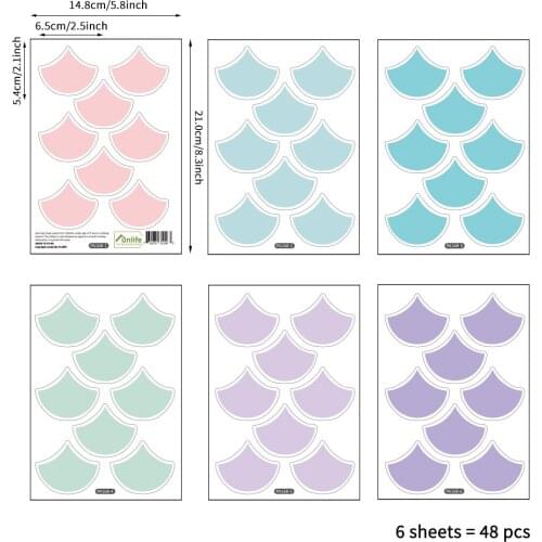 48PCs/Set Fish Scale Wall Stickers Geometric DIY Vinyl Wall Stickers Colorful for Kids Room Wall Art Mural Home Decoration