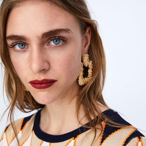 7 Colors Hyperbole Dangle Earrings Big Hollow Square Pendant Repouss Design Wild Sexy Women Ear Jewelry ET593