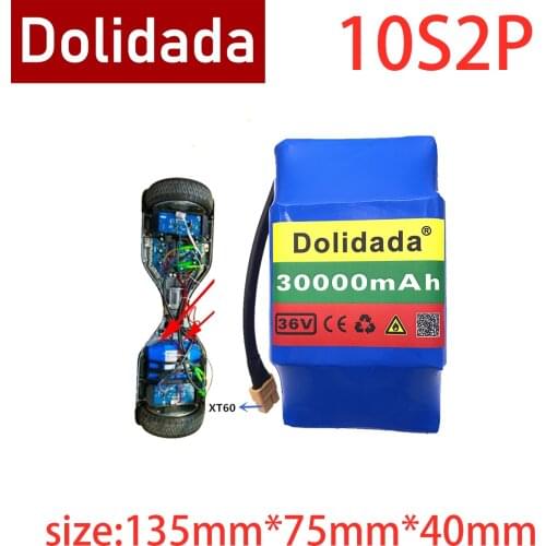 New in 2020 10S2P 36V Rechargeable Lithium-ion Battery 30000mAh Battery Pack for Electric Self-hoverboard Suction Unicycle