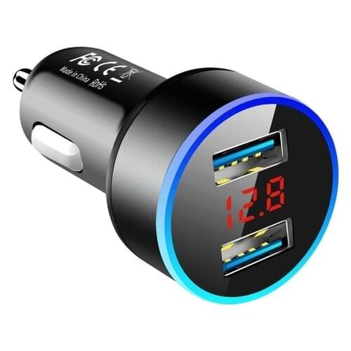 Auto 3.1A LED Display USB Phone Charger Multi-function Car Charger Dual USB QC 3.0 Adapter Cigarette Lighter LED Voltmeter