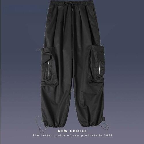 Japanese Cargo Pants Men 2021 Dark Multi-Pocket Ninja Waist Pants Autumn High Street Hip-Hop Fashion Loose Functional Overalls