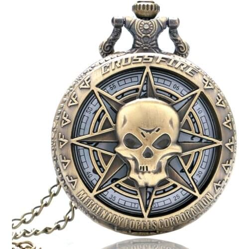 Bronze Death Note Men Women Quartz Pocket Watch Cool Evil Skull Gray Tone Steampunk Necklace Pendant Clock Gift For Unique Gift