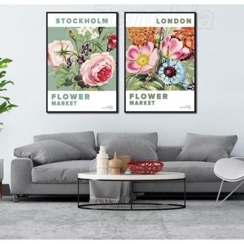 Flower Decoration Poster Dahlia and Myrtle Home Decoration Hd Print for Bedroom and Living Room Frameless Style