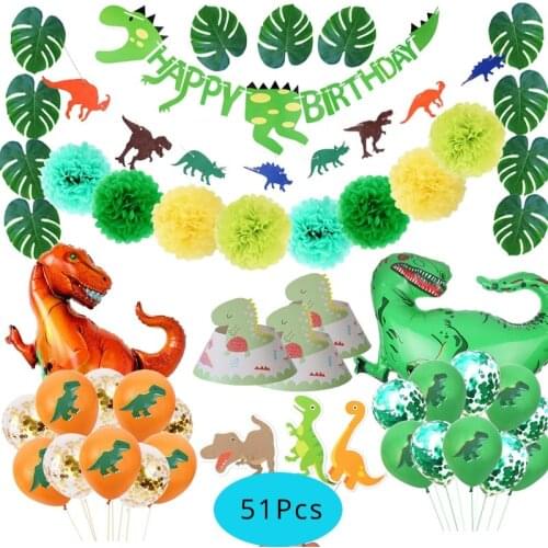 Dino safari balloons Dino party supplies Disposable tableware kids boys favors decoration for dinosaur Birthday jungle decor