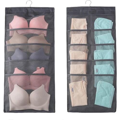 Double sided Storage Hanging Bag Wall Type Oxford Cloth Close-fitting Clothing Reasonable Storage Hanging Bag Bra Sock Organizer