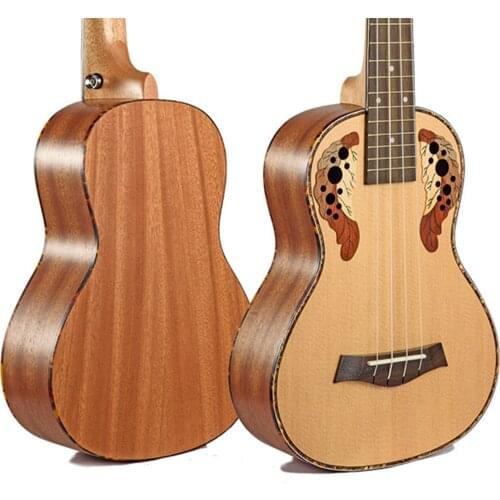 23" Concert Spruce Ovation Grape hole 4 Strings ukulele Hawaii mini small guita ukelele travel acoustic guitar Uke Concert