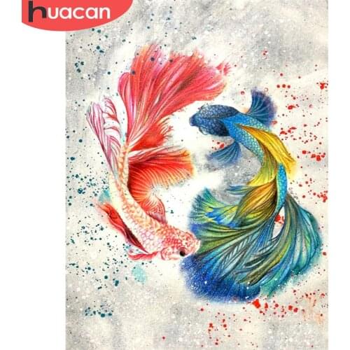 HUACAN Full Square Round Drill 5D DIY Diamond Embroidery Goldfish Craft Kit Diamond Painting Animal Mosaic Needlework Home Decor