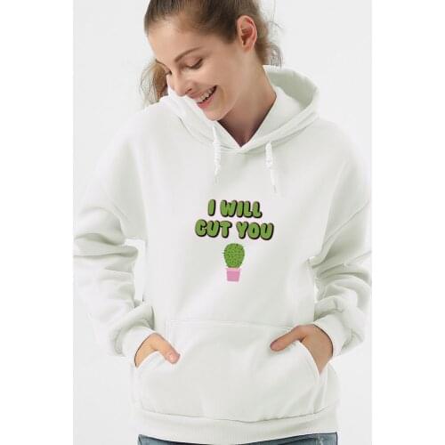 Cactus Print Letter Hoodies Sweatshirt Punk Gothic Clothes Women Harajuku Warmer Thick Sweatshirt Cute Clothes for Teen Girls