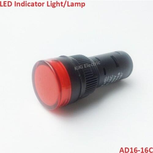 16mm Indicator light Pure Red Led Indicator lamp 220v 12v 24V 220v 380v Elecrtric Light Signal Lamp Control Light AD16-16C