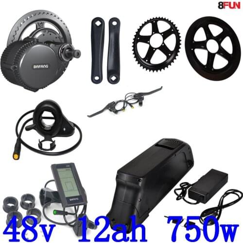 BBS02B BBS02 Bafang 48V 750W mid drive electric motor kit with 48v 12ah 11.6ah Lithium Electric Bike Battery use samsung cell