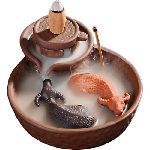 Cattles 2 Reflush Mill Cone Burner Purple Incense Clay Ceramic Buddha Incense Incense Burn Holder Sweep Luck S