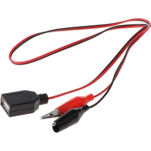 Copper Alligator Clips with Wire Female USB Connector Test Leads Crocodile Clamp 16FA