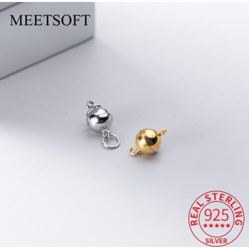 MEETSOFT Trendy 925 Sterling Silver Magnet clasp bracelet clasp Charms Special of DIY Handmade Necklace Jewelry Accessory