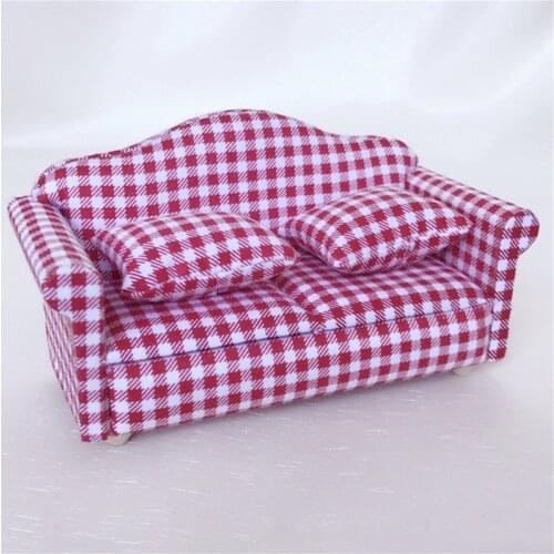 1:12 Miniature Furniture doll house mini sofa for dolls children role Play toy Wood dollhouse Miniature Furniture girls gifts