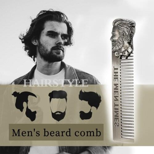 Stainless Steel Cool Men Beard Shaping Template Comb Men Hair Beard Trim Tool Barber Styling Metal Comb for Mustache care