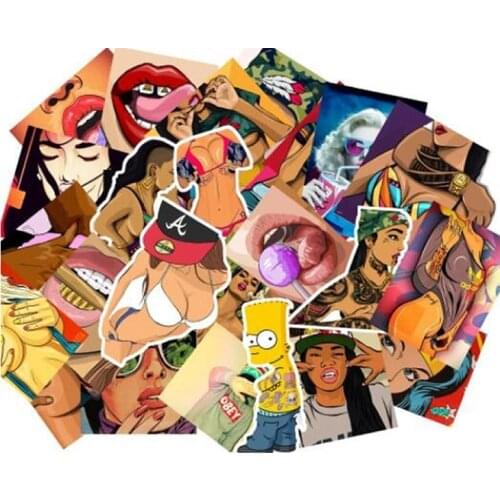 47PCS/Set DIY Sexy Graffiti Stickers Pack For Bicycle Skateboard Guitar Refrigerator Waterproof Decal PVC Kids Stickers