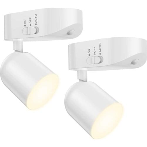2PCS Night Light Motion Sensor Spot Light Indoor Wireless Wall Light Angle Adjustable Light for Hallway/Closet/Stairs