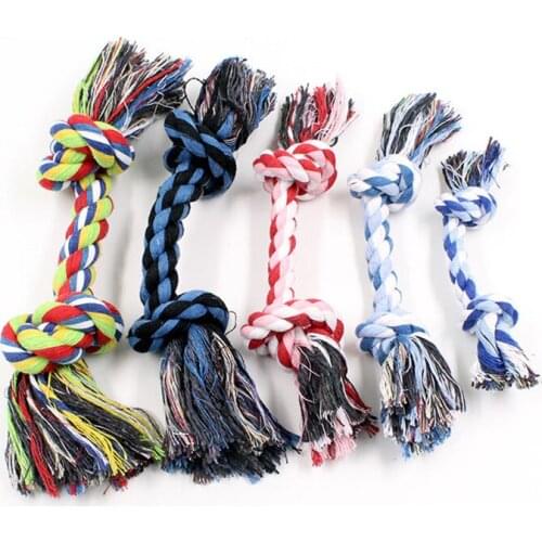 New 17cm/23cm/28cm Pet Dog Toy Double Knot Cotton Rope Braided Bone Shape Puppy Chew Toy Cleaning Tooth Training Durable Rope