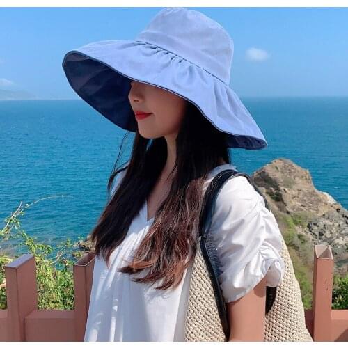 This seasons new UV sunblock hat, female Korean version, large brim fisherman hat, anti-ultraviolet sunshade hat, summer vinyl