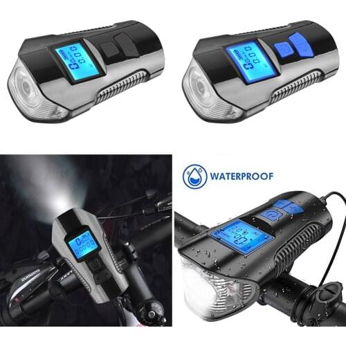 USB Rechargeable LED Bike Front Light 4 Modes Headlight Bicycle Wire Computer Electric Bell Cycling Accessories
