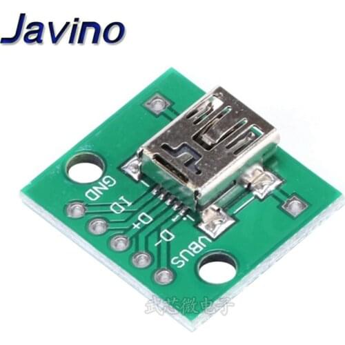 Mini USB to DIP 2.54mm Adapter Connector Module Board Panel Female 5-Pin Pinboard 2.54mm Mini USB PCB Type Parts