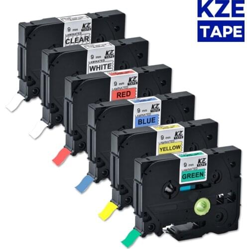 9mm Multicolor Laminated Label Tape label ribbon tze tape for Brother p-touch printers as Tze-221 tze-221 tze221 tze 221 tz 221