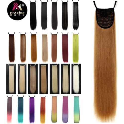 Miss U Hair 24" 60cm 18 Colors Long Straight Ribbon Ponytail Synthetic Clip in Ponytails hair extension Daily Party Wig