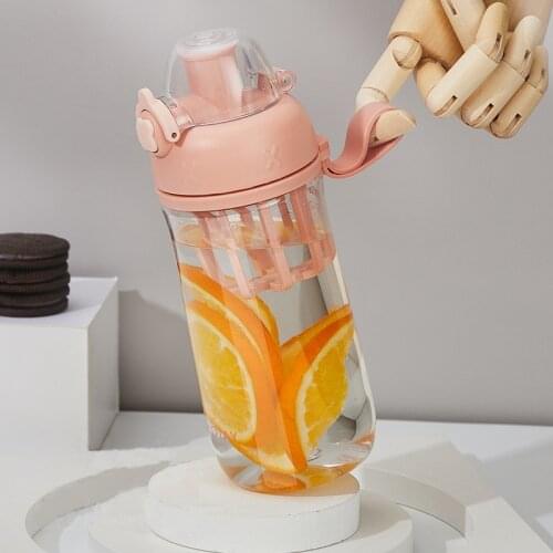 Sports Water Bottle Outdoor Water Bottle with Straw Plastic Portable Water Cup Drinkware Camping Milkshake Protein Powder Shaker