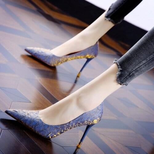 Women Classic Pattern High Heel Pumps Sexy Party Black Night Club Shoes for Female Ladies Office High Heels